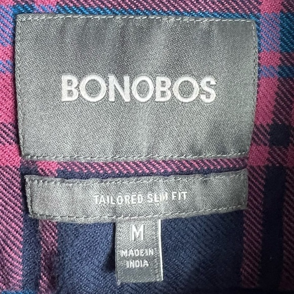BONOBOS Women’s Tailored Flannel Button Up Ling Sleeve Shirt blue & pink - Picture 3 of 6
